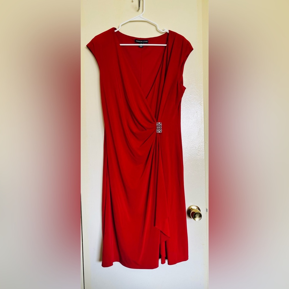 American Living Blood Red Cocktail Dress with Gem